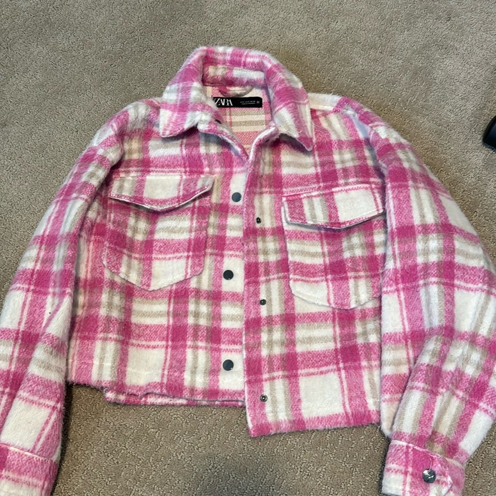 Zara Size S Pink Plaid Jacket